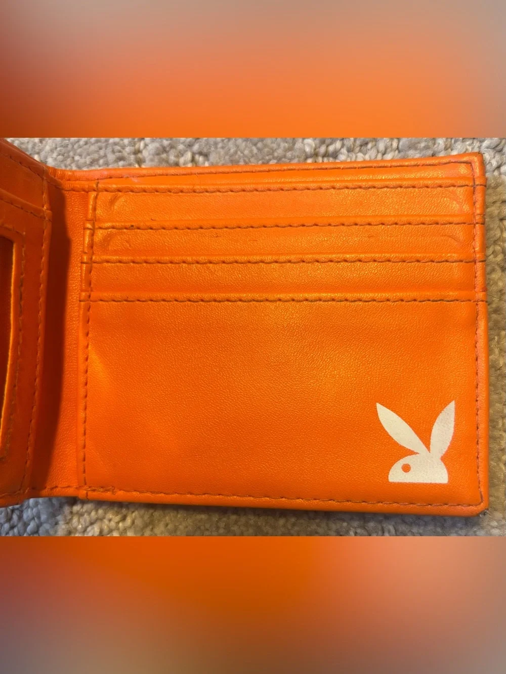 Orange Playboy Logo Bifold Wallet